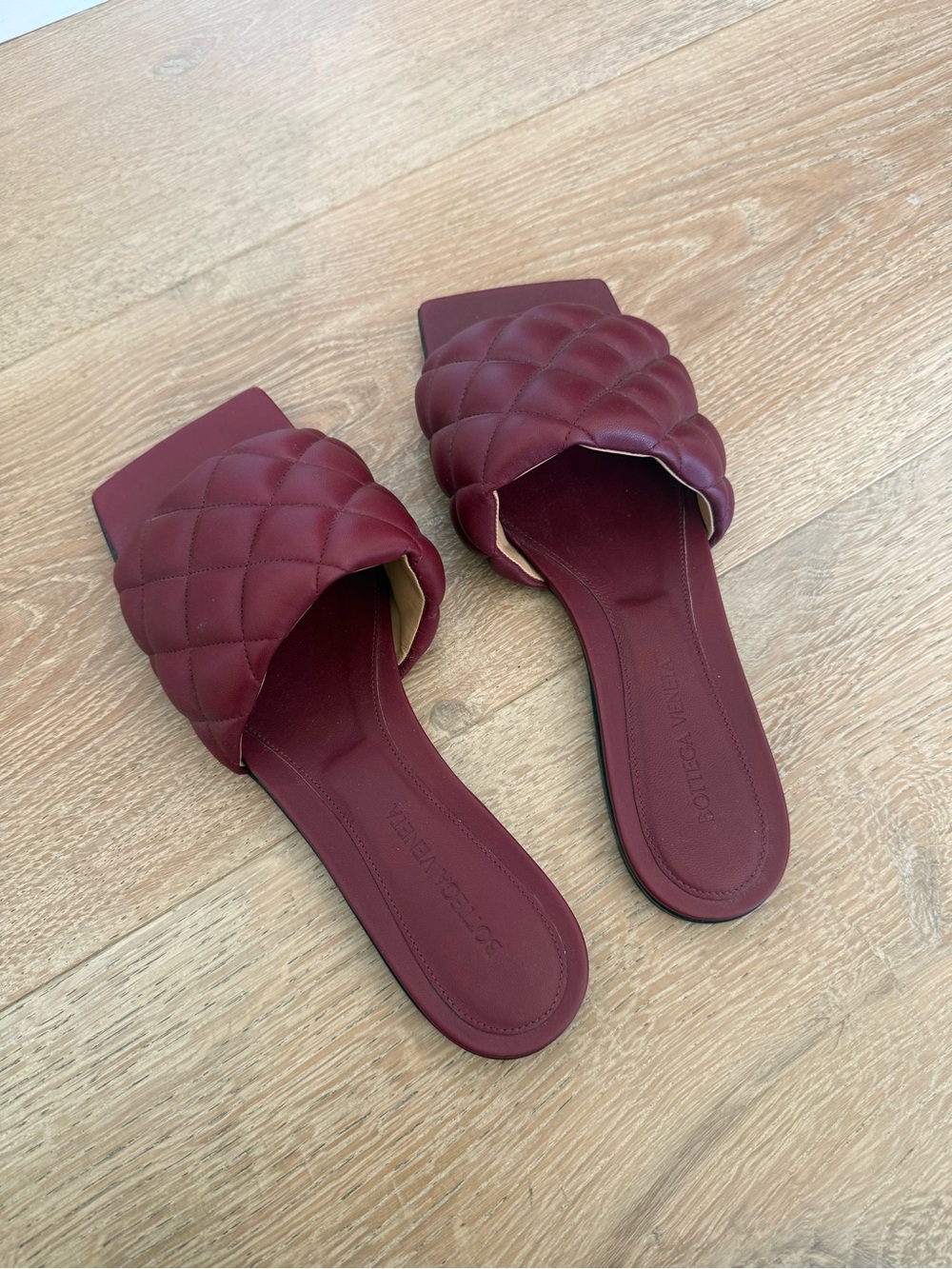 Bottega Veneta Padded Burgundy Slide Sandals